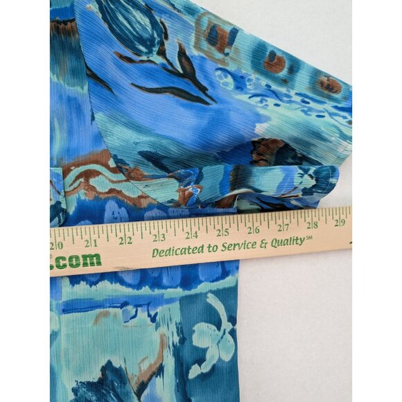 Christie & Jill Women's Top Size 2X Blue Print Short Sleeve Button-up Tunic - Picture 8 of 14